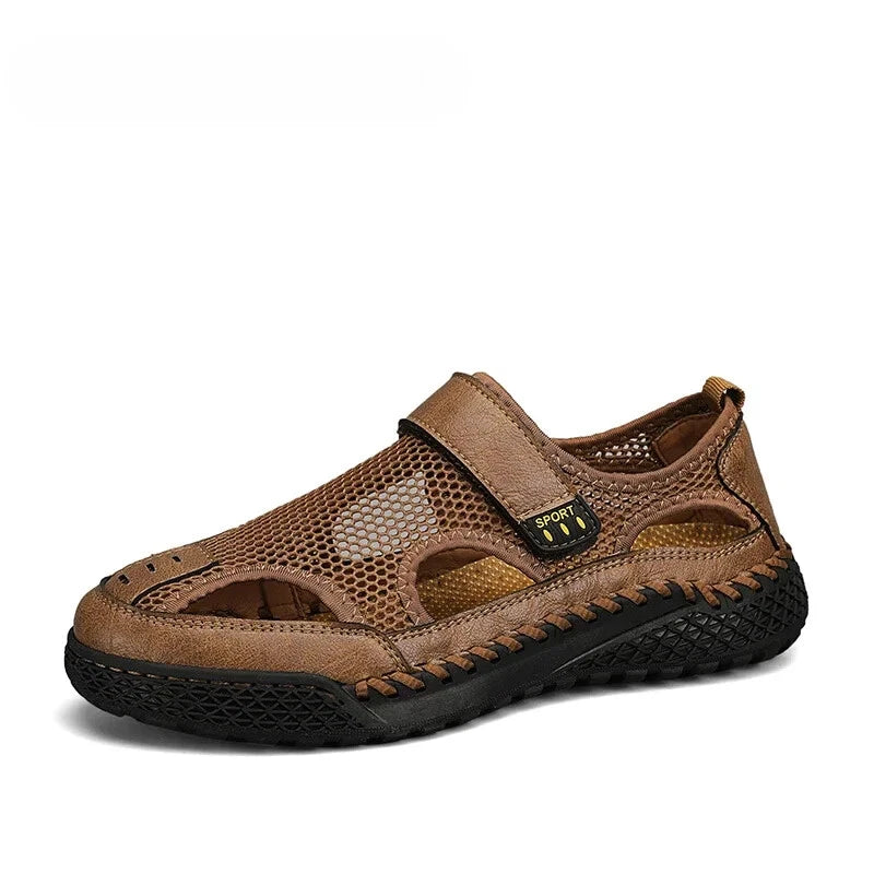 Male Casual Shoes Mesh Breathable Slip on Beach Slippers Handmade Wading Shoes