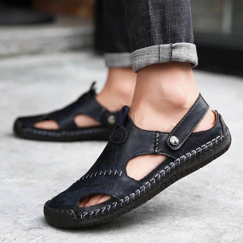 Men’s Sandals Leather Slippers Shoes Outdoor Beach Breathable Casual Shoes