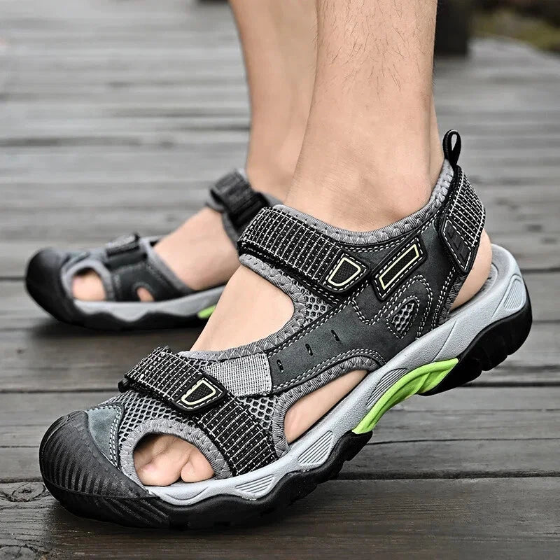 Summer Men Leather Sandals Outdoor Sneakers Casual Beach Slippers Wading Shoes