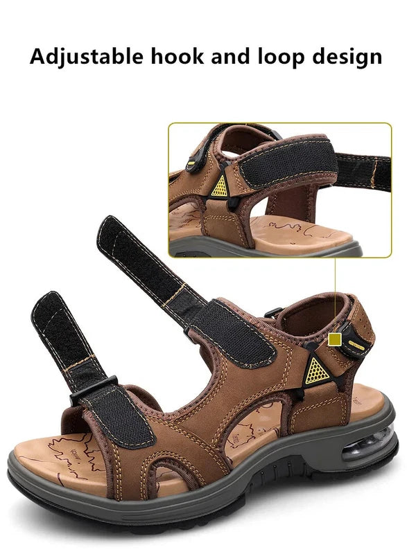Comfortable Men Sandals Leather Breathable Slippers Handmade Beach Sneakers