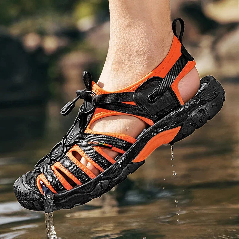 Summer Leather Men Sandals Breathable Casual Slippers Soft Sole Beach Sneakers
