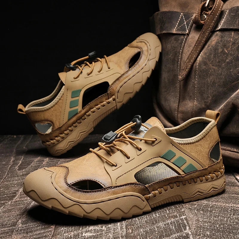 Handmade Men Leather Sandals Non Slip Light Hiking Shoes Comfort Beach Slippers
