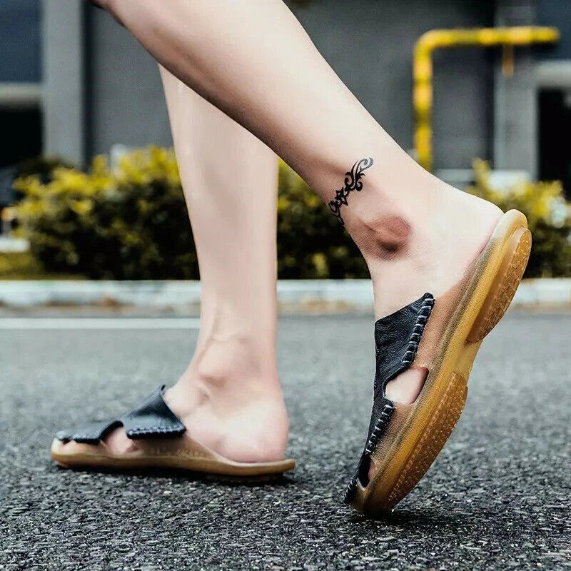 Mens Sandals Summer Closed Toe Slippers Sport Casual Beach Shoes Walking Flats