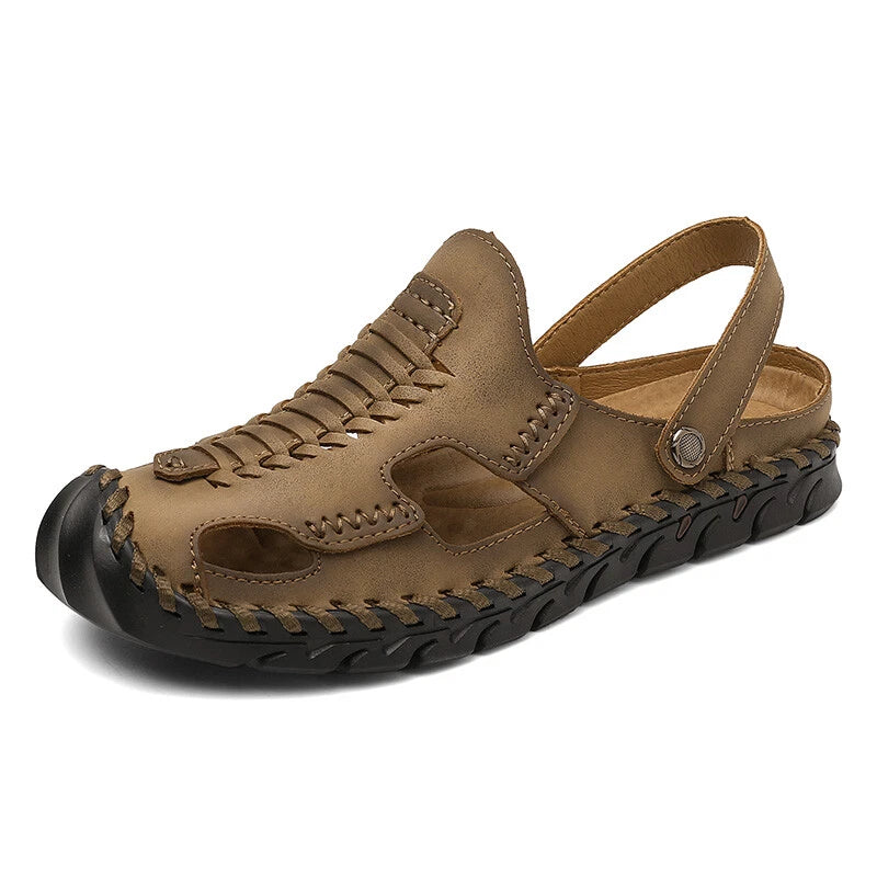 Summer Men Sandals Genuine Leather Handmade Slippers Outdoor Beach Roman Sandals
