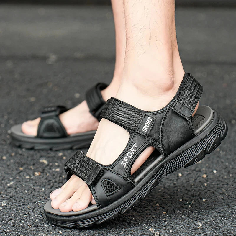Lightweight Men Leather Sandals Comfortable Beach Slippers Soft Casual Sneakers