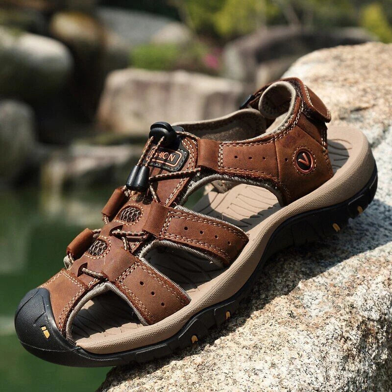 Genuine Leather Men's Roman Shoes Summer Fashion Non-slip Sandals Beach Slippers