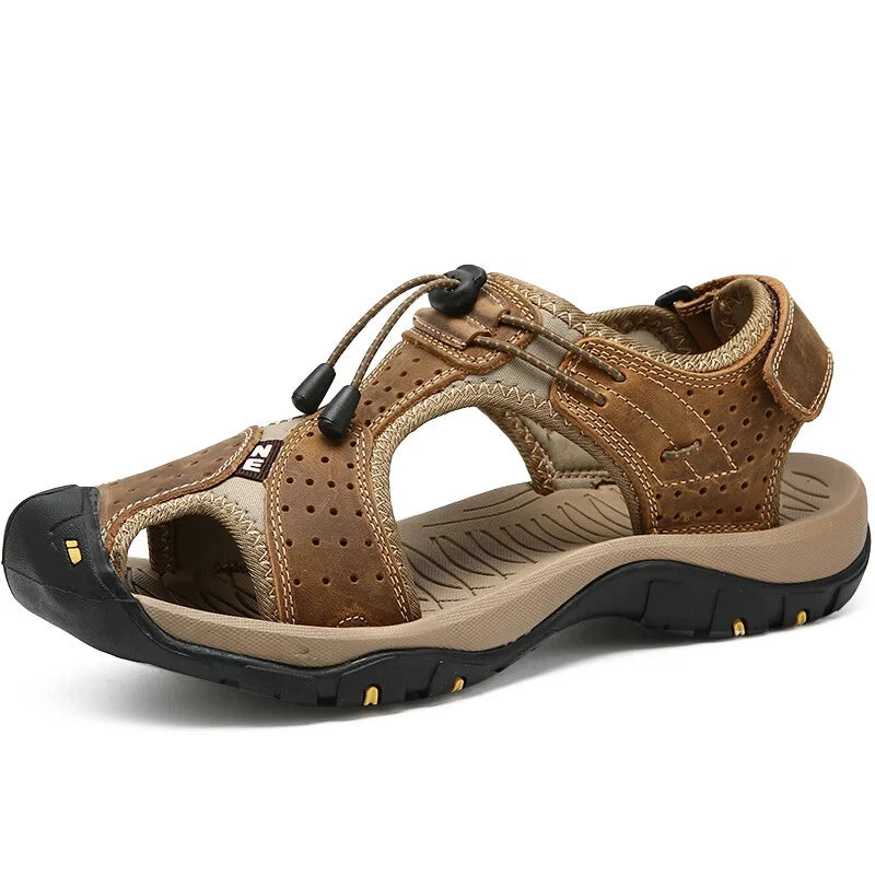Breathable Men's Sandals Leather Non Slip Beach Slippers Comfort Casual Shoes
