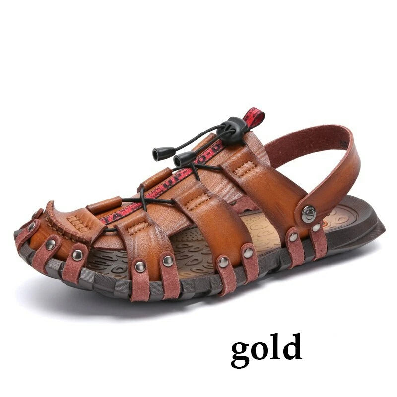 Summer Leather Roman Men's Sandals Business Casual Outdoor Beach Wading Slippers