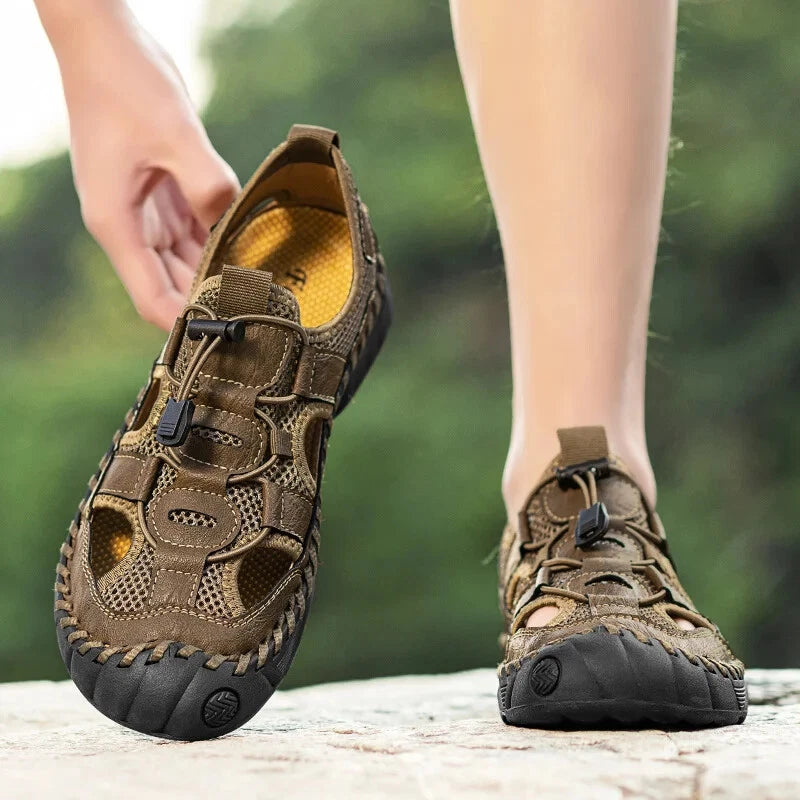 Handmade Men Sandal Mesh Breathable Anti Slip Beach Shoes Comfort Soft Slippers