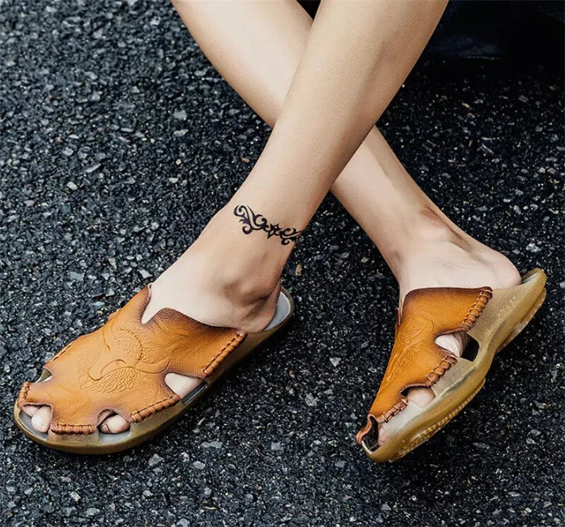 Mens Sandals Summer Closed Toe Slippers Sport Casual Beach Shoes Walking Flats
