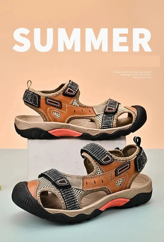 Summer Men Leather Sandals Outdoor Sneakers Casual Beach Slippers Wading Shoes