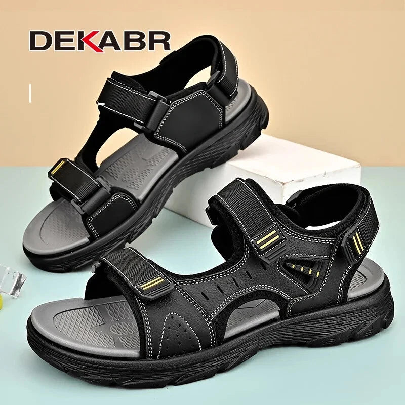 Breathable Men Sandals Leather Comfortable Slippers Lightweight Beach Sneakers