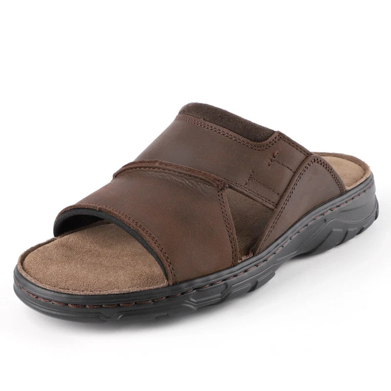 riemot men's leather sandals thick bottom non-slip lightweight slippers
