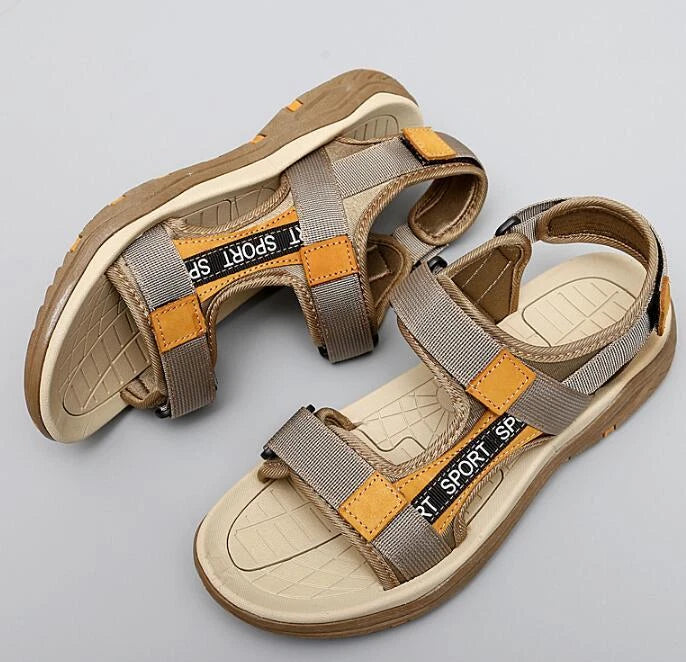 Mens Genuine Leather Sandals Casual Sports Beach Shoes Soft Summer Slippers Size