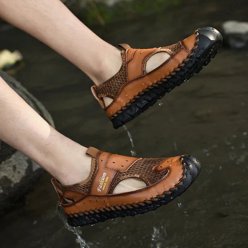 Summer Men Sandals Breathable Mesh Beach Slippers Outdoor Hollow Hiking Shoes