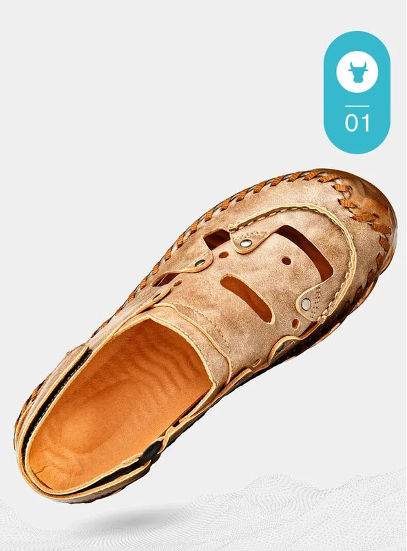 Summer Men's Sandals Leather Causal Shoes Outdoor Wear Resistance Beach Slippers