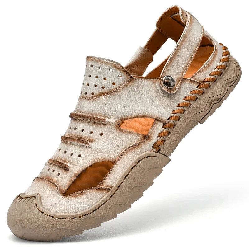 Men Handmade Sandals Breathable Mesh Slippers Outdoor Lightweight Beach Sneakers