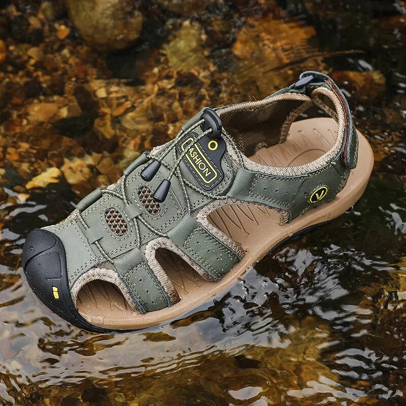 Summer Mens Comfy Sandals Leather Casual Shoes Breathable Outdoor Beach Slippers