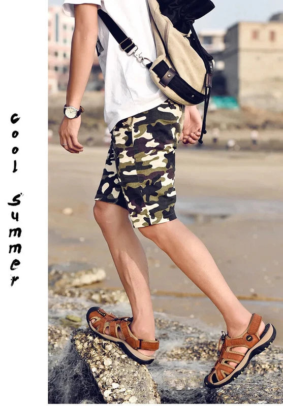 Men Waterproof Leather Sandals Breathable Causal Sneakers Light Beach Slippers