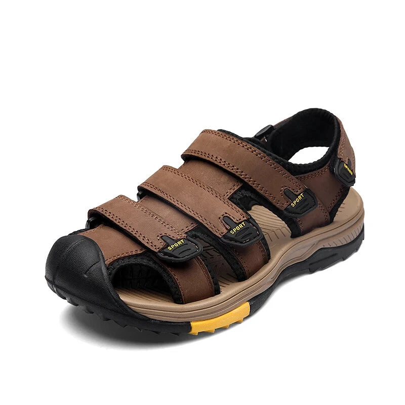 Summer Men Sandals Genuine Leather Casual Sneakers Breathable Beach Slippers