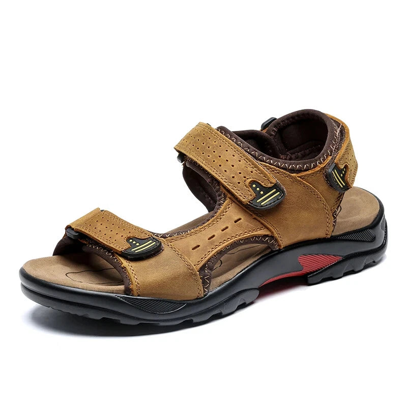 Casual Men Leather Soft Sandals Comfortable Beach Slippers Breathable Sneakers