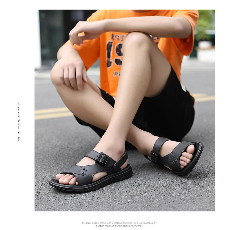 Summer Men's Slippers Sandals Thick-soled Beach Shoes Non-slip Open-toe Sandals