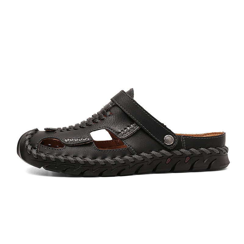Summer Men Sandals Genuine Leather Handmade Slippers Outdoor Beach Roman Sandals