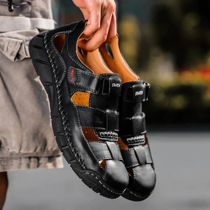 Genuine Leather Sandals Breathable Beach Slippers Comfortable Casual Sneakers