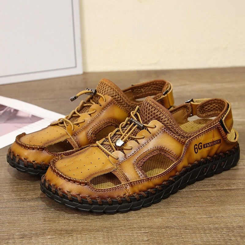 Genuine Leather Men Handmade Casual Sandals Fashion Beach Roman Slippers Sneaker