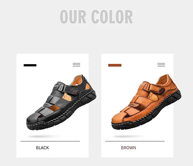 Genuine Leather Sandals Breathable Beach Slippers Comfortable Casual Sneakers
