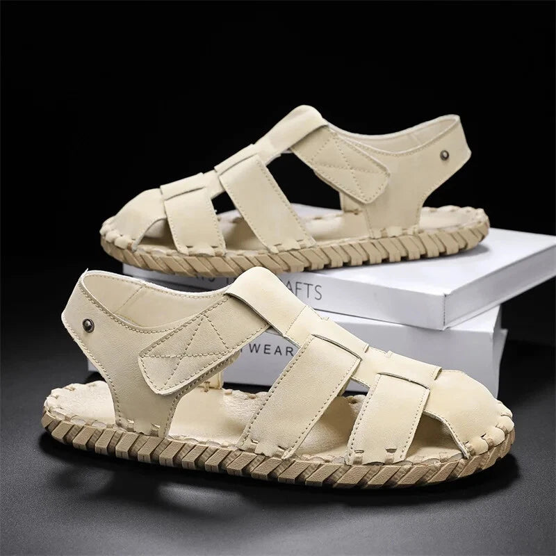 Summer Men's Sandals Handmade Sewing Breathable Beach Slippers Casual Sneakers