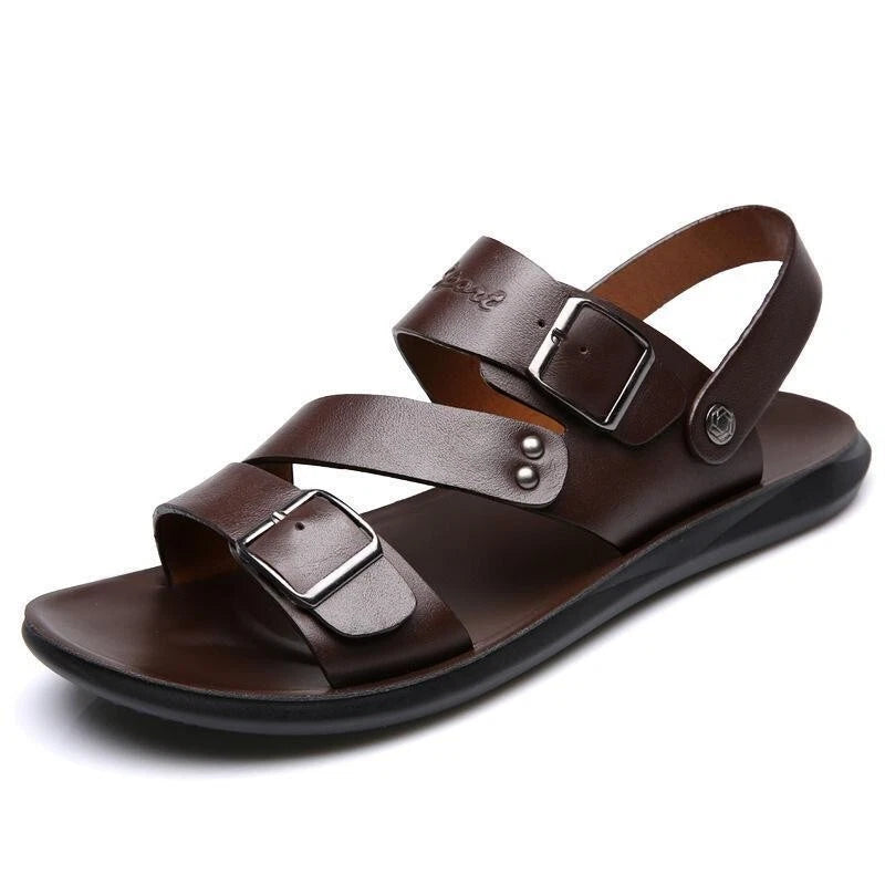 Men Faux Leather Sandals Summer Slippers Casual Beach Shoes Sports Soft Home