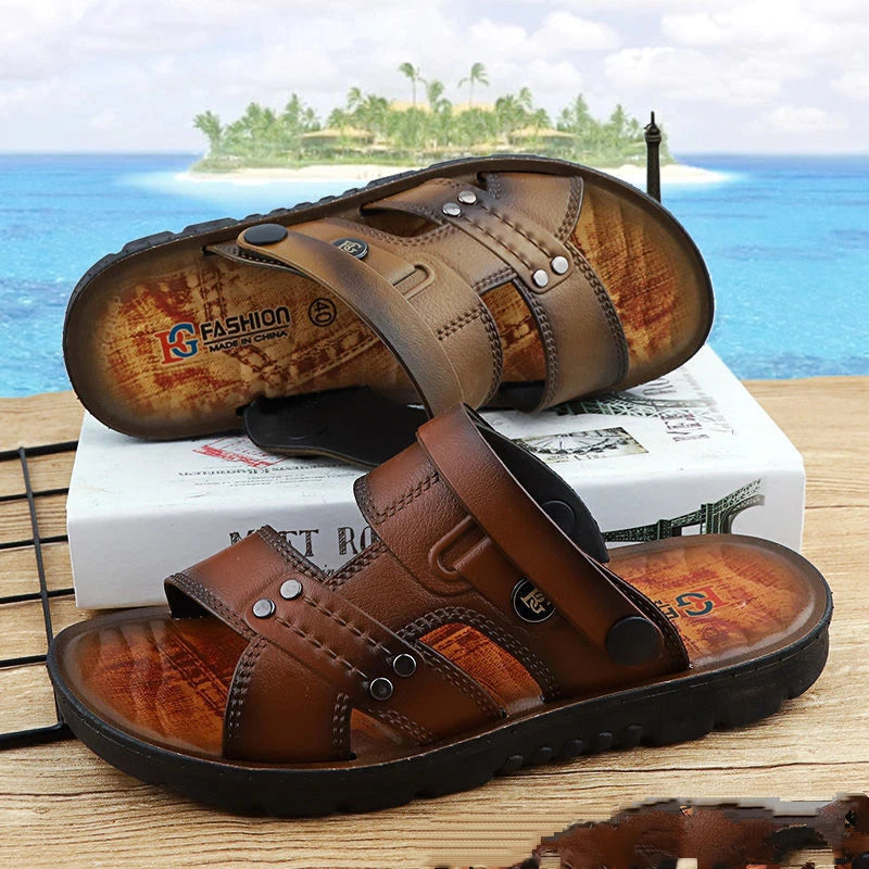 Summer Slip On Flat Men's Outdoor Beach Sandals Casual Comfort Slippers Open Toe