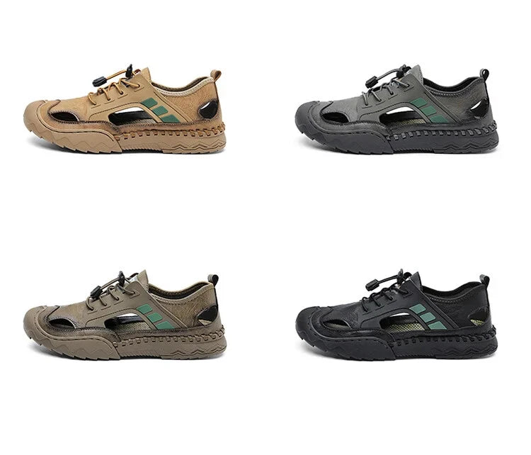 Handmade Men Leather Sandals Non Slip Light Hiking Shoes Comfort Beach Slippers