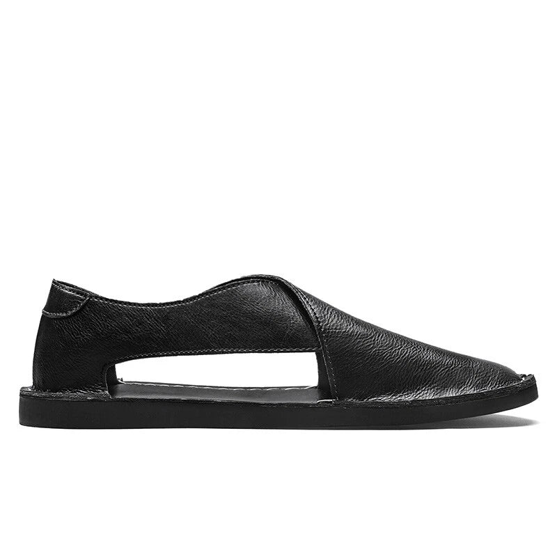 Men’s Leather Sandals Summer Beach Leather Casual Slippers Outdoor Hiking Shoes