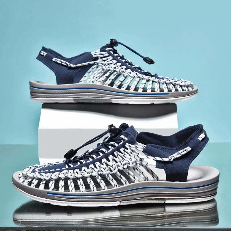 Summer Men's Slippers Weaving Beach Sandal Breathable Casual Flat Outdoor Sandal