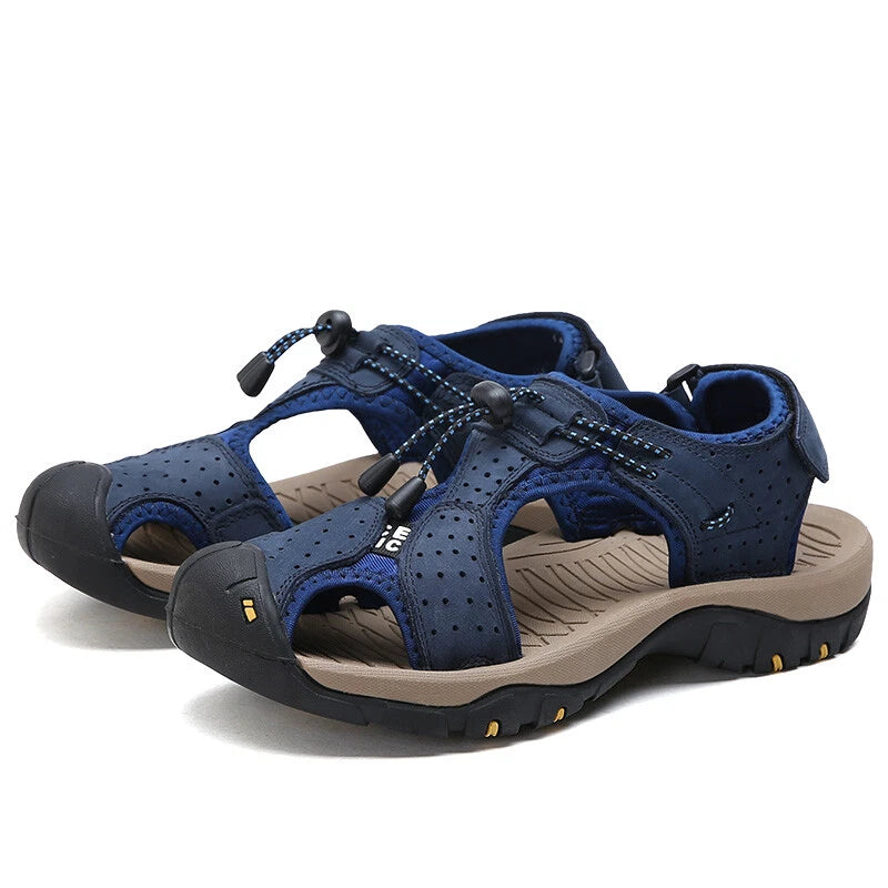 Summer Men's Sandals Fashion Genuine Leather Outdoor Casual Beach Roman Slippers