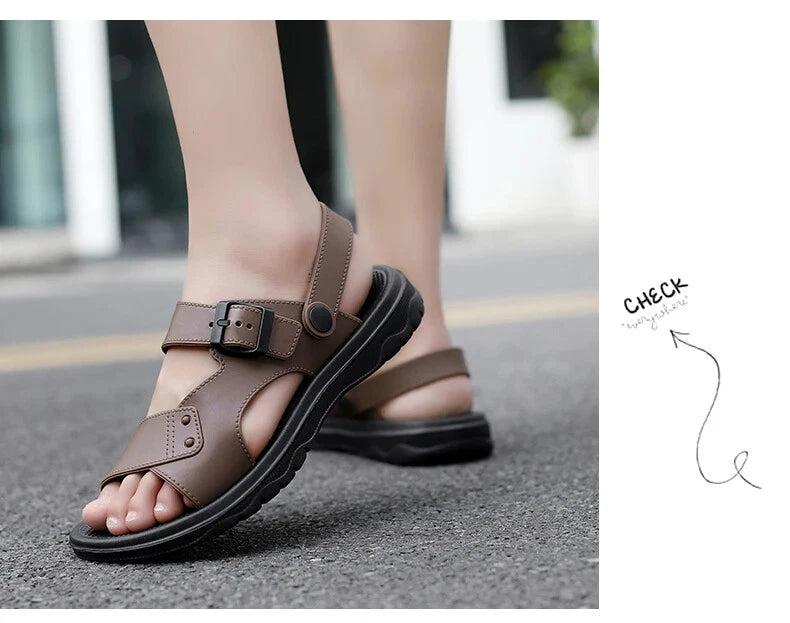 Summer Men's Slippers Sandals Thick-soled Beach Shoes Non-slip Open-toe Sandals