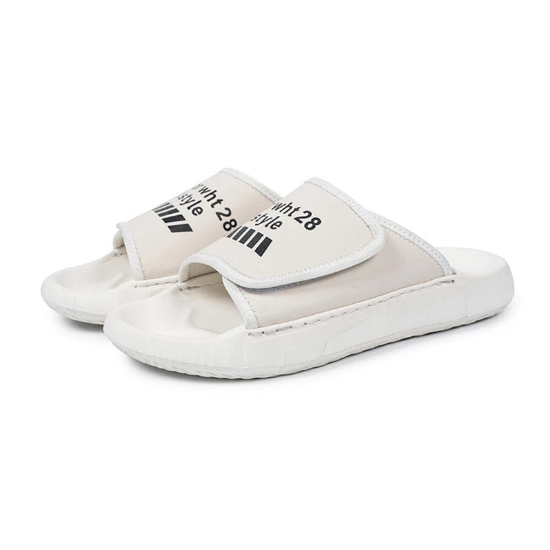 Men's Leather Slides Open Toe Summer Slippers Comfort Casual Sandals