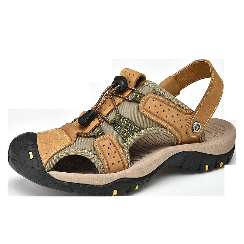Mens Leather Sandals Walking Sports Summer Beach Shoes Casual Outdoor Slippers