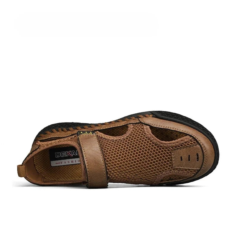 Male Casual Shoes Mesh Breathable Slip on Beach Slippers Handmade Wading Shoes