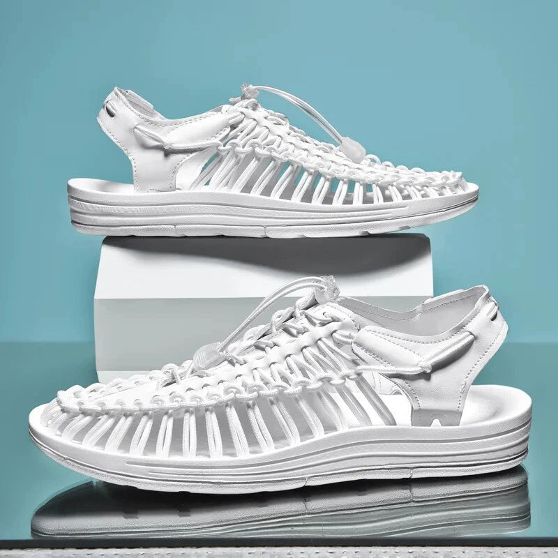 Summer Men's Slippers Weaving Beach Sandal Breathable Casual Flat Outdoor Sandal