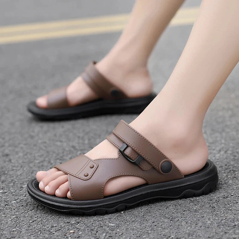 Summer Men's Slippers Sandals Thick-soled Beach Shoes Non-slip Open-toe Sandals