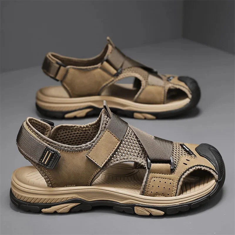 Men Light Casual Sneakers Mesh Breathable Beach Sandals Handmade Roman Slippers