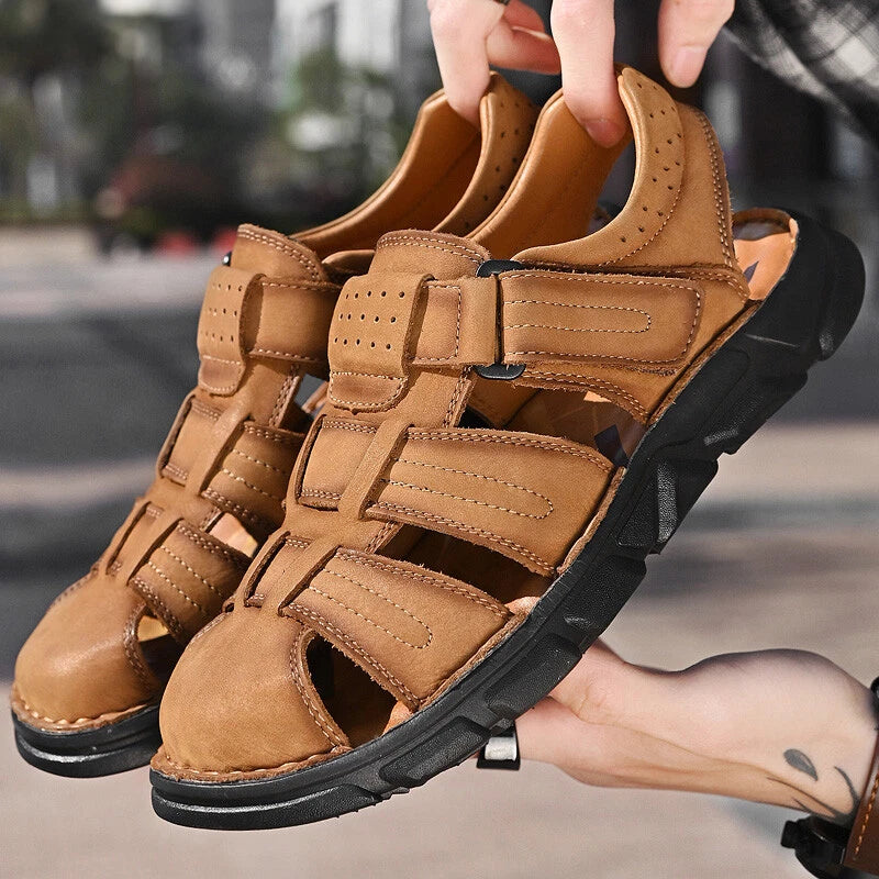 Genuine Leather Men Roman Sandal Handmade Slippers Outdoor Walking Beach Sneaker