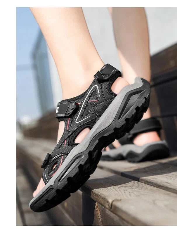 Summer Men Sandals Handmade Soft Beach Slippers Non-Slip Flat Wading Sneakers