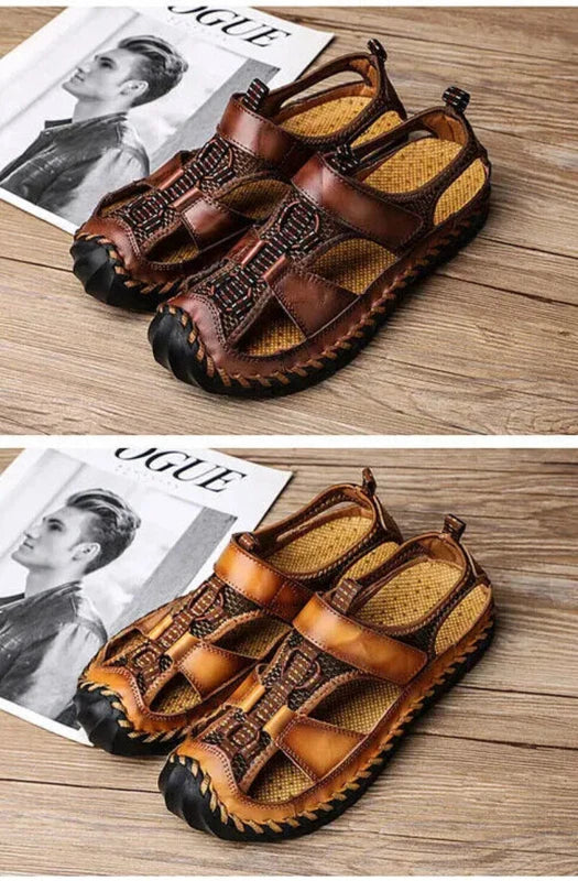 Handmade Men Slippers Cow Leather Soft Beach Sandals Light Comfort Walking Shoes