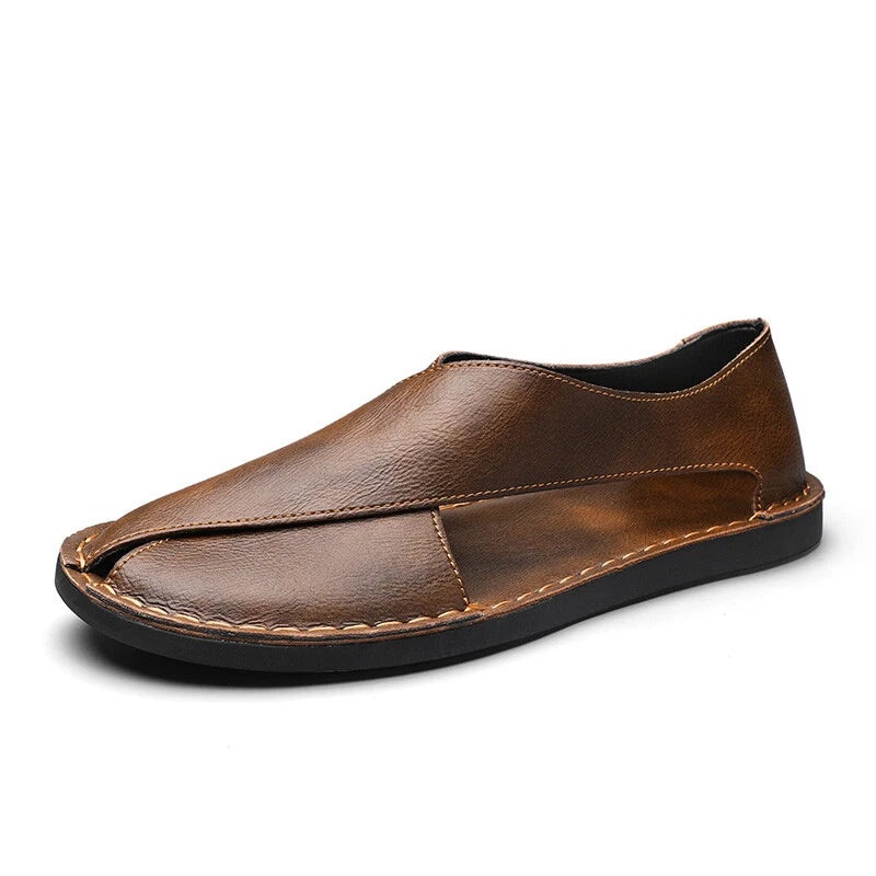 Men’s Leather Sandals Summer Beach Leather Casual Slippers Outdoor Hiking Shoes