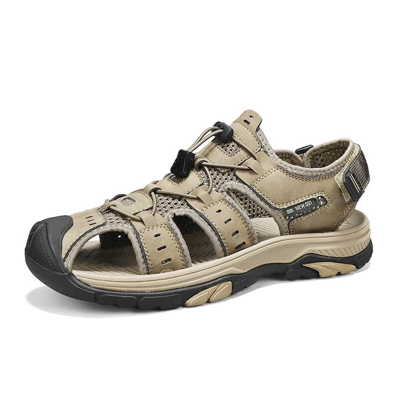 Summer Men's Leather Sandals Hollow Outdoor Sandals Slippers Beach Sandals