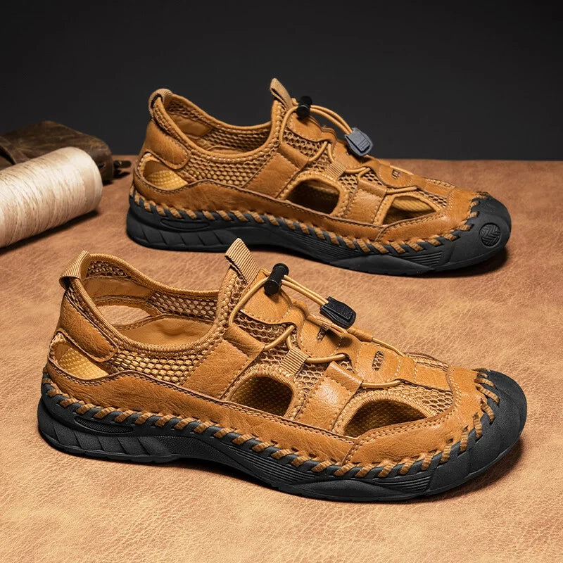 Handmade Men Sandal Mesh Breathable Anti Slip Beach Shoes Comfort Soft Slippers